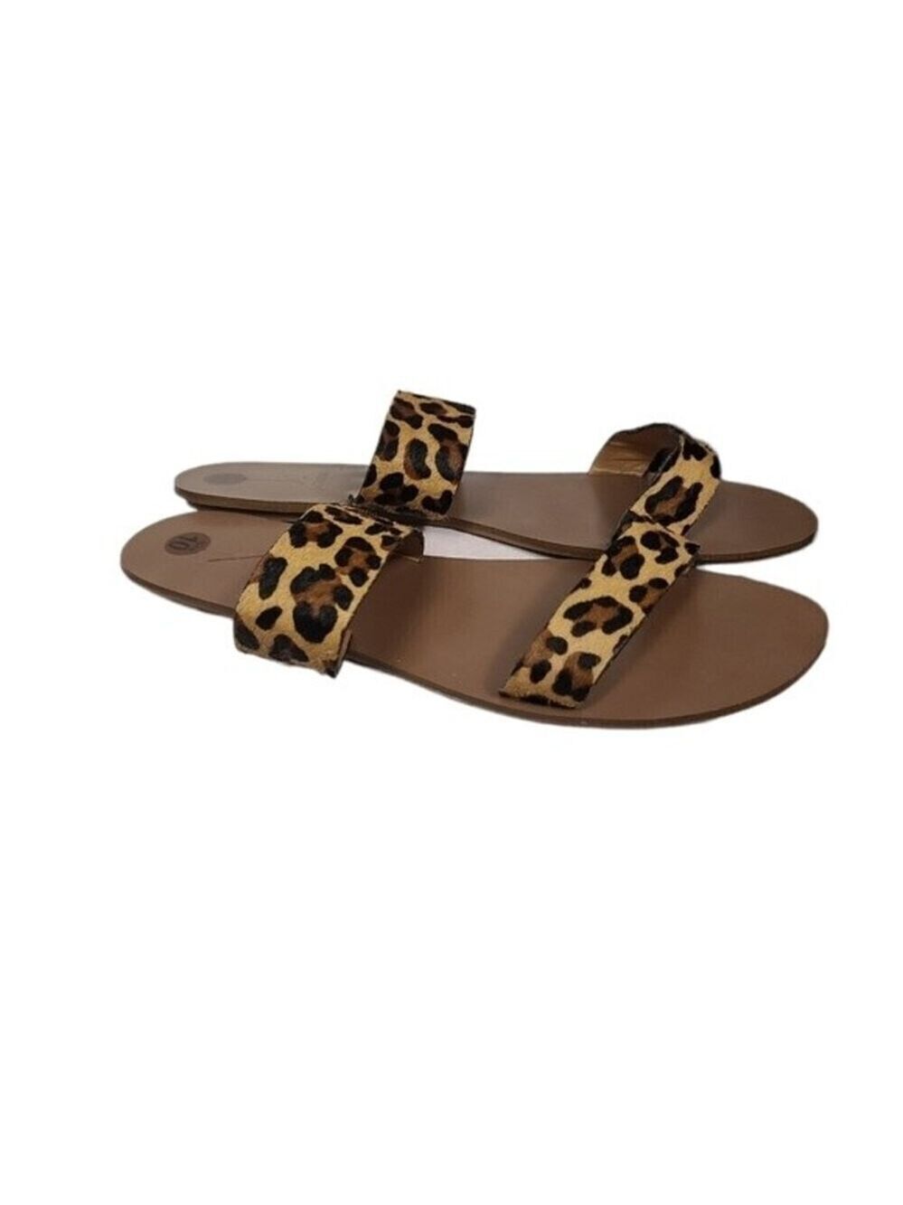 J. Crew Animal Print Slide On Double Strap Sandals 10